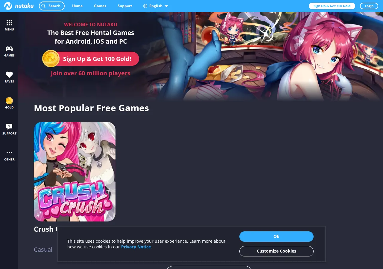Nutaku 平台界面预览 - 首页界面示意