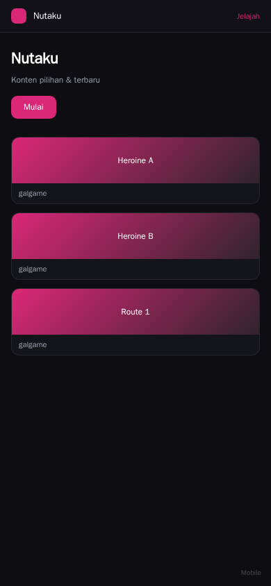 Nutaku 平台界面预览 - 移动端界面示意